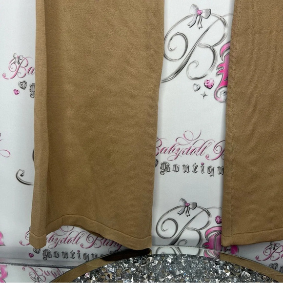 I.AM.GIA pants tan taupe brown caramel ribbed  stretchy thick knit lounge style - Picture 3 of 8